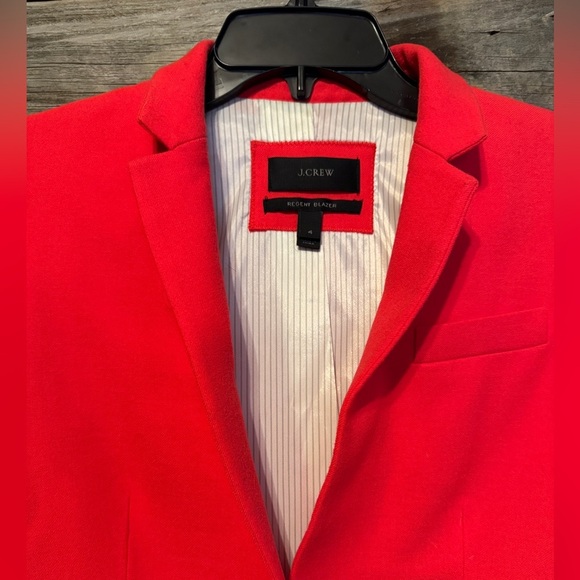 J. Crew Women's Orange Red Regent 98% Wool Stretch Lined Blazer Jacket Size 4 - Picture 4 of 7